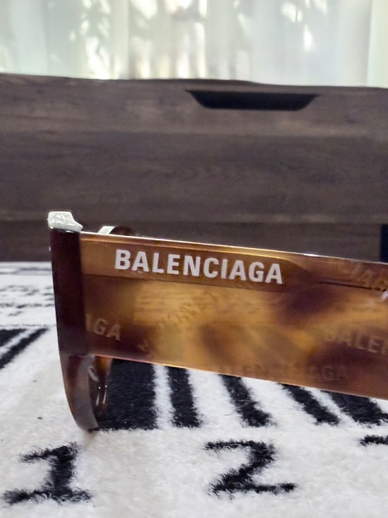 Balenciaga BB0097S 003 BROWN All Over Logo Modern Cat Eye Unisex Sunglasses main image 4